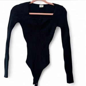 Abercrombie & Fitch Black Ribbed Bodysuit, XS